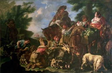 Groep herders met een paard
